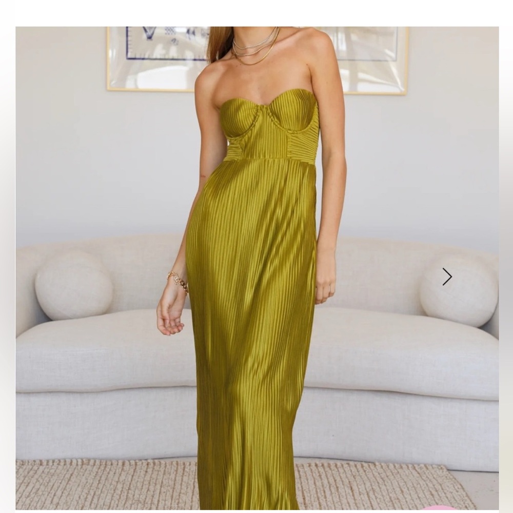 Hello Molly Strapless Olive Dress